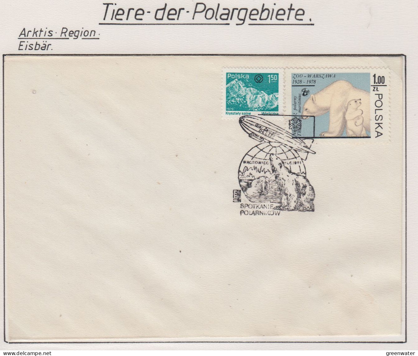 Poland Cover  Icebear / Zeppelin  Ca Spokane 14.6.1981 (TI154) - Arctische Fauna