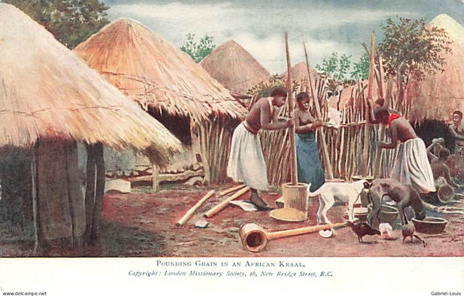 Pouding Grain In An African Kraal London Missionary Society Pouding De Céréales Dans Un Kraal Africain - Unclassified