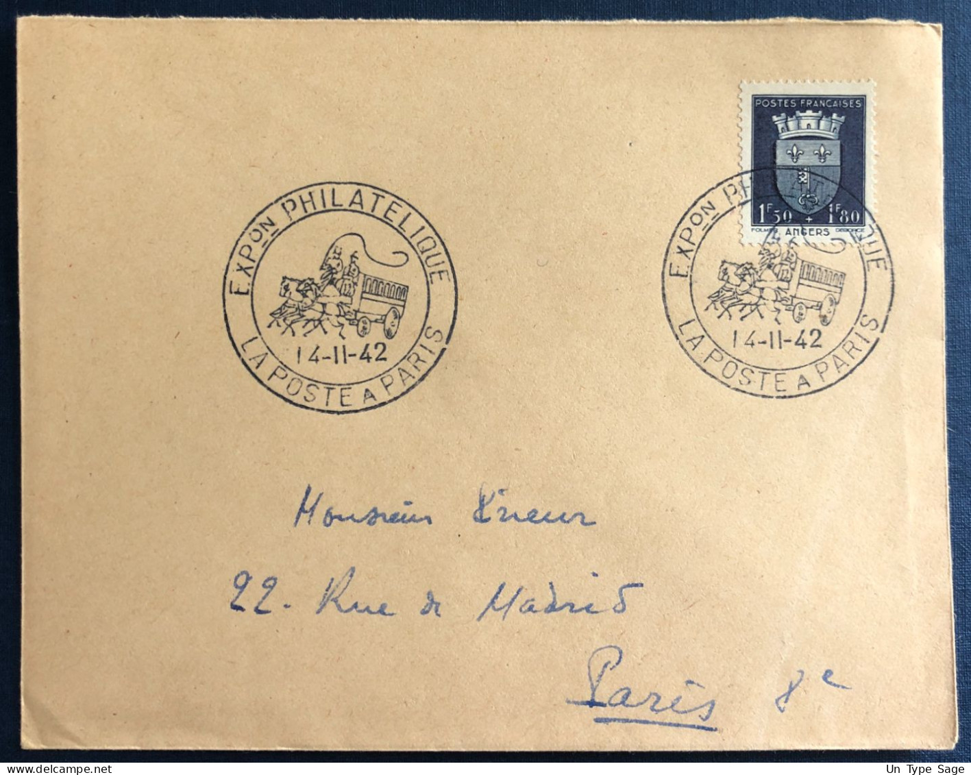 France, N°558 Sur Enveloppe, Commémoratif EXPon PHILATELIQUE PARIS 1942 - (B3042) - Gedenkstempel