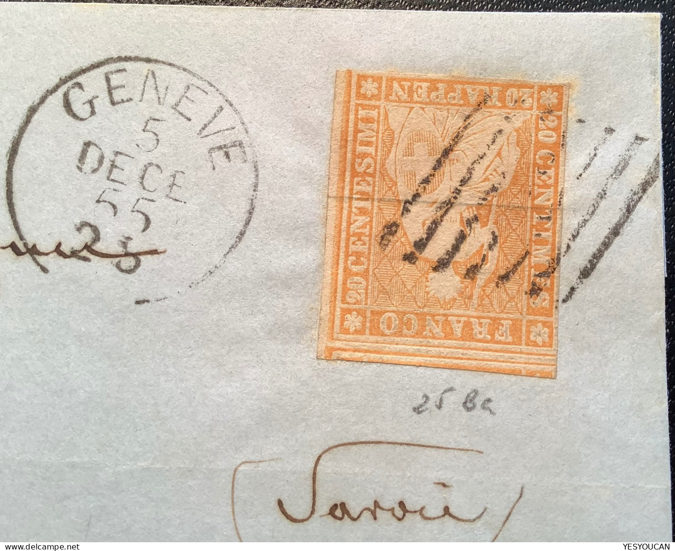 RL RAYON LIMITROPHE/GRENZRAYON 1855 GENEVE>ST JULIEN (Savoie Sardegna)Brief Schweiz Strubel (France Lettre Suisse - Lettres & Documents