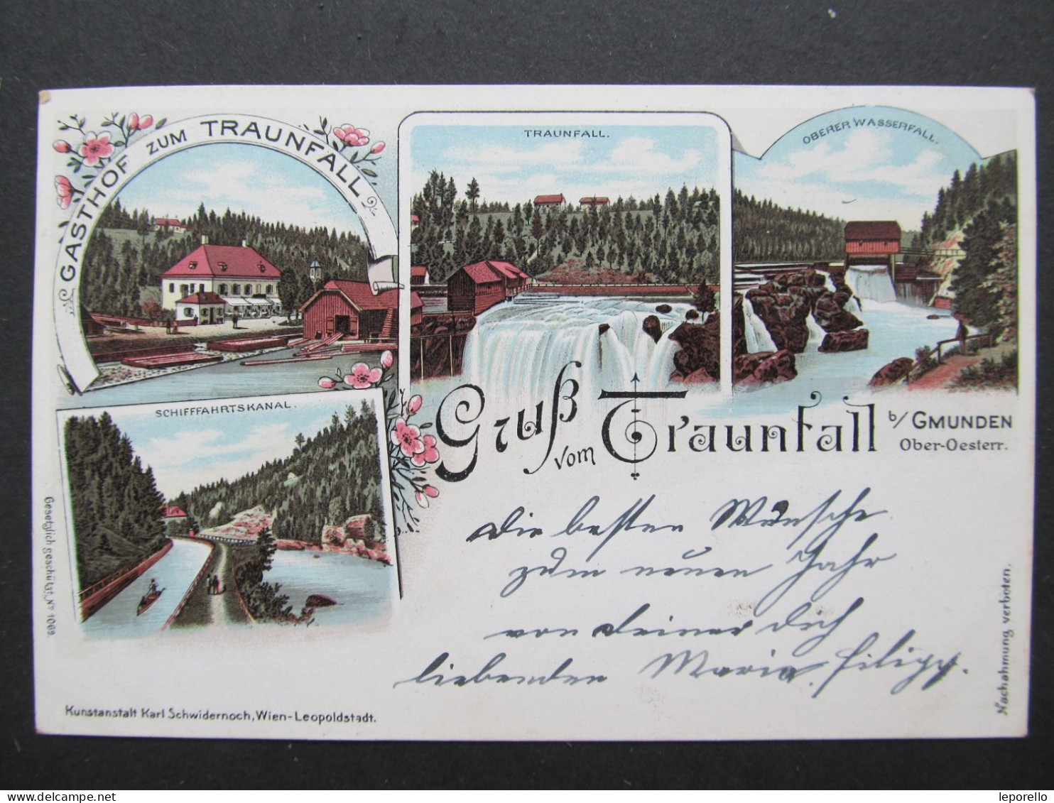 AK GMUNDEN Traunfall Litho Gasthaus 1897 !!  //// D*56092 - Gmunden