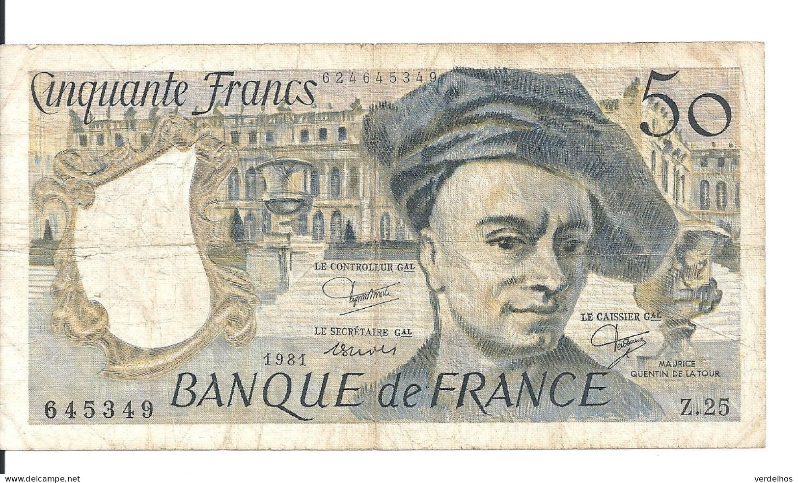 FRANCE 50 FRANCS 1981 VF P 152 B - 50 F 1976-1992 ''Quentin De La Tour''