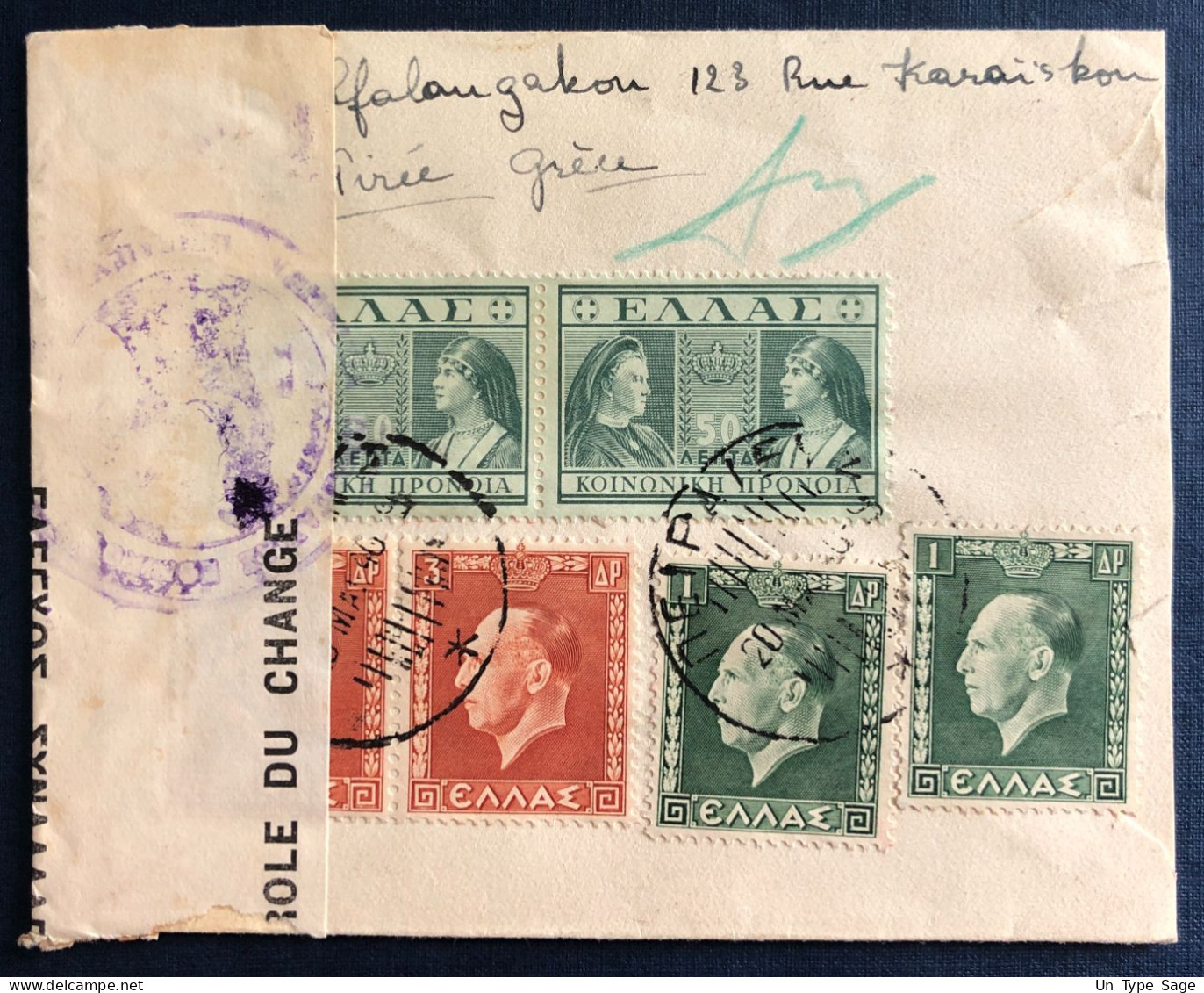 Grèce, Divers Sur Enveloppe 20.5.1940 + Censure - (B3123) - Briefe U. Dokumente