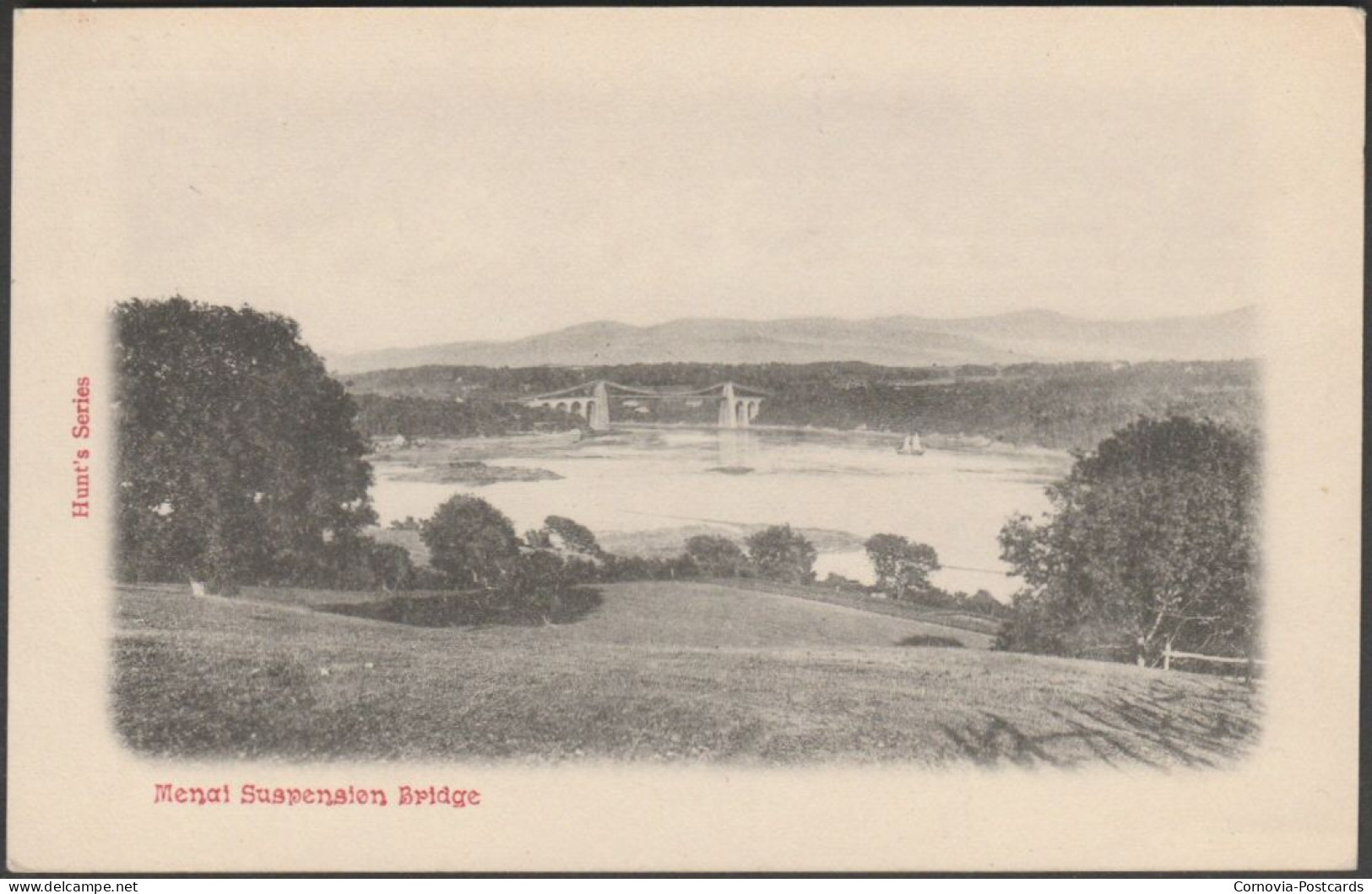 Menai Suspension Bridge, Anglesey, C.1905 - Hunt's Series Postcard - Anglesey