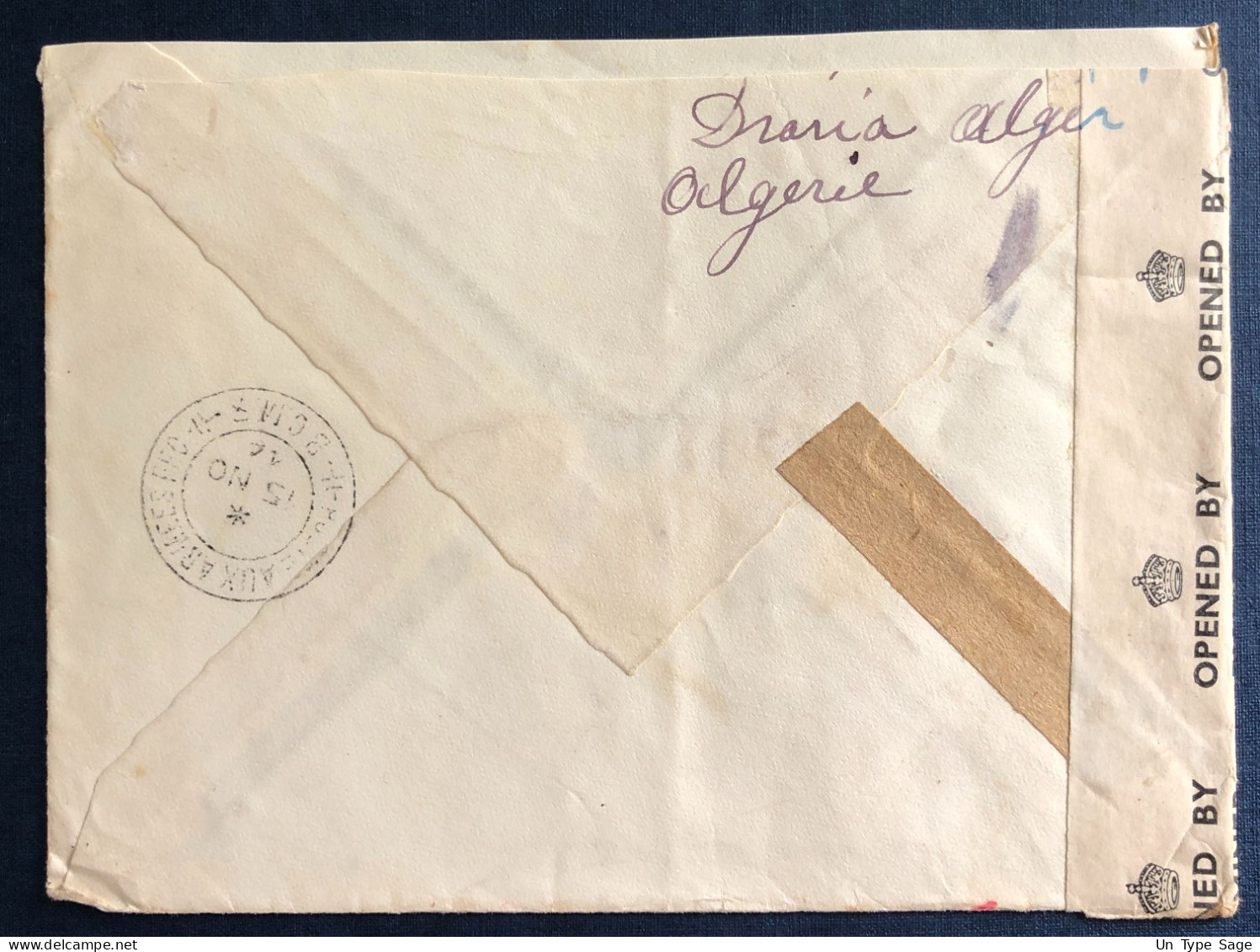 Algérie, Divers Sur Enveloppe De SAGOULA, Alger 24.10.1944 Pour Londres, Réexpédiée - (B3156) - Briefe U. Dokumente