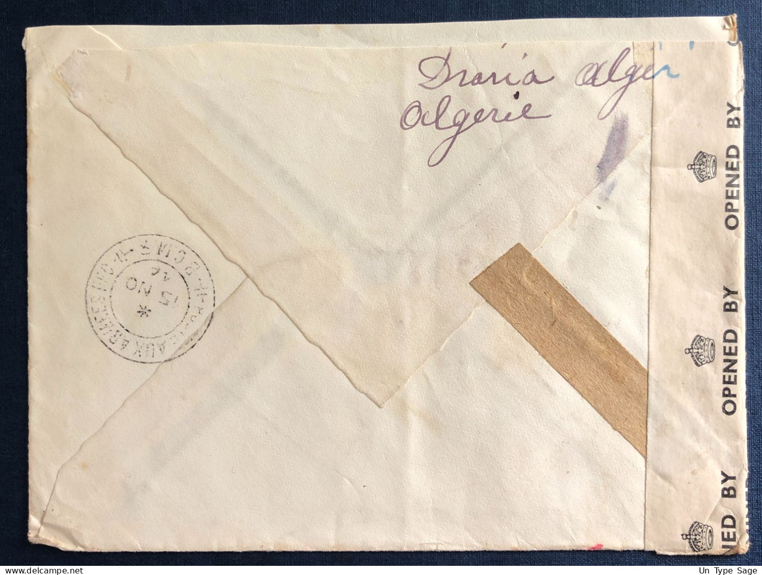 Algérie, Divers Sur Enveloppe De SAGOULA, Alger 24.10.1944 Pour Londres, Réexpédiée - (B3156) - Cartas & Documentos