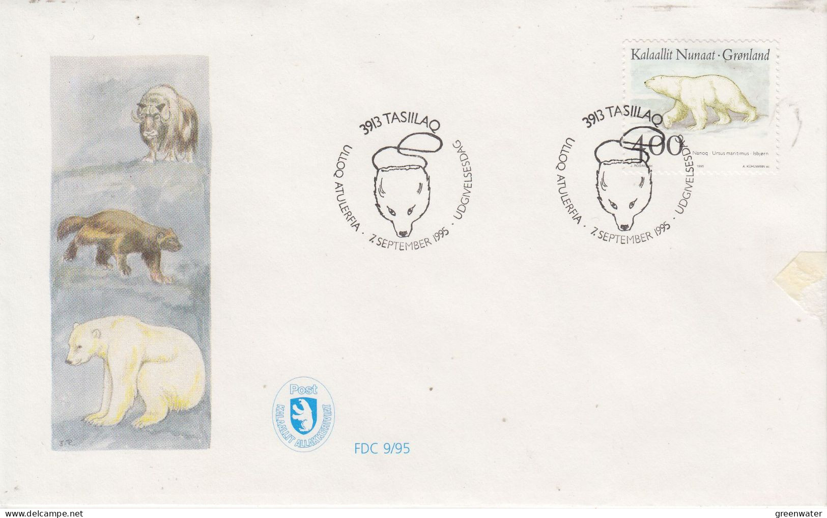 Greenland Icebear FDC Ca Tasiilaq 2.9.1995 (TI155) - Faune Arctique