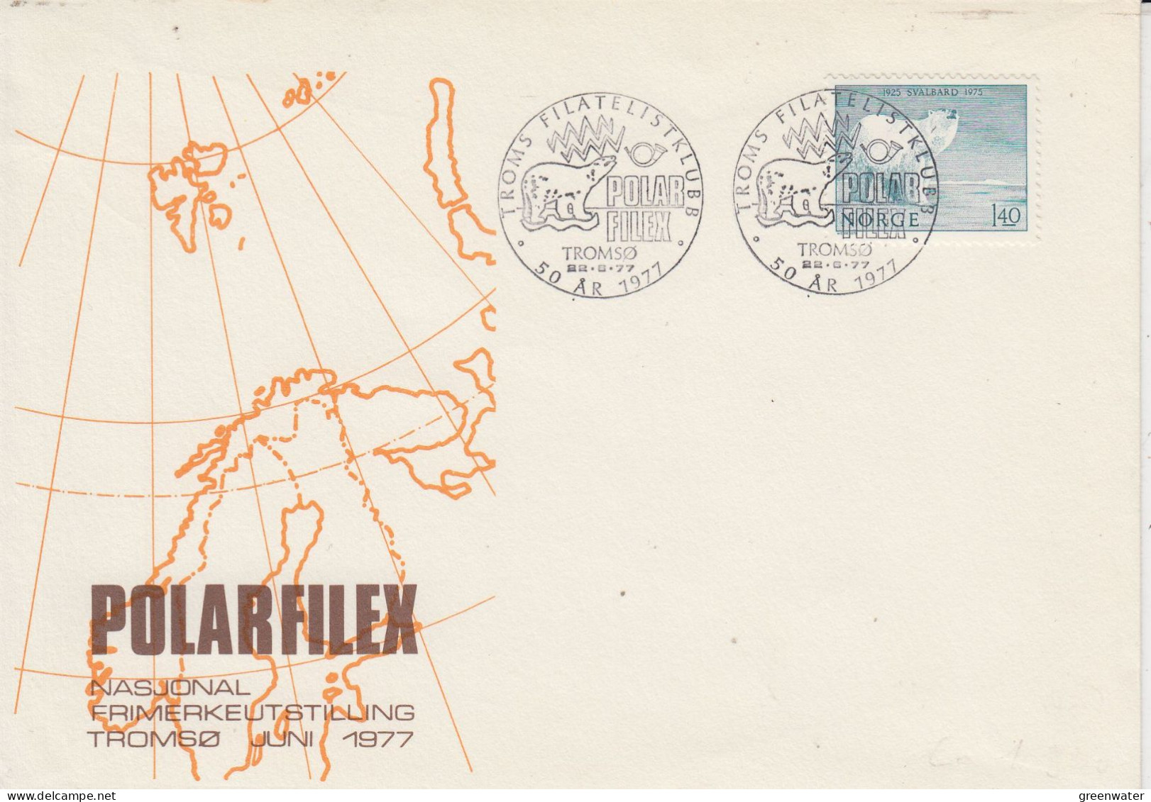 Norway Polarfilex Ca With Icebear Tromso 22.6.1977 (TI155F) - Arctic Wildlife