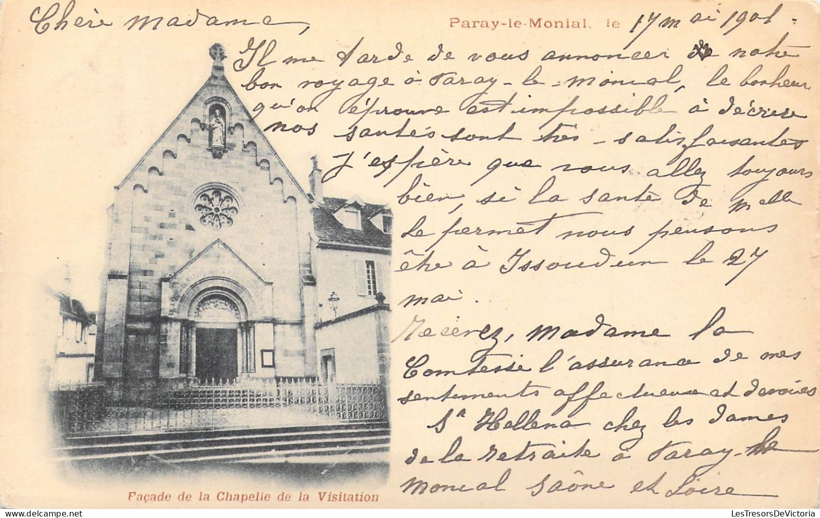 FRANCE - 71 - Paray-le-Monial - Façade De La Chapelle De La Visitation - Carte Postale Ancienne - Paray Le Monial