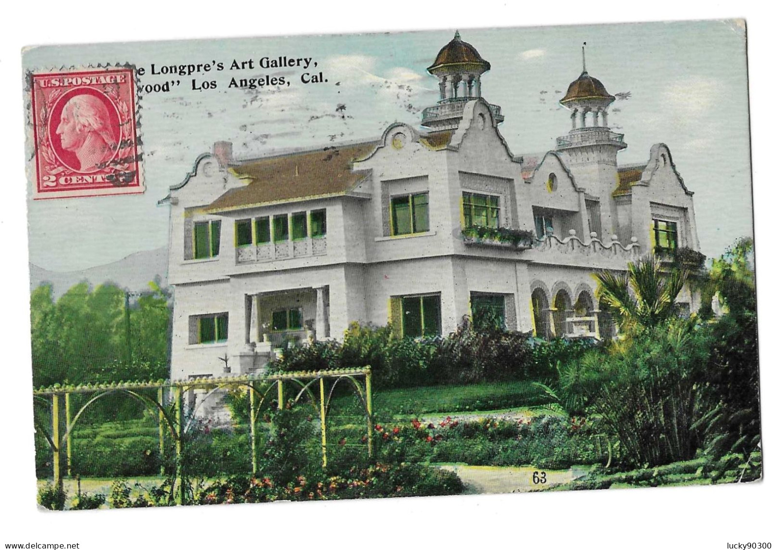 LOS  ANGELES - PARK LONGPRE - ART GALLERY - 1912 - TIMBRE 2 CENT - TAMPON ESPERANTO - Los Angeles