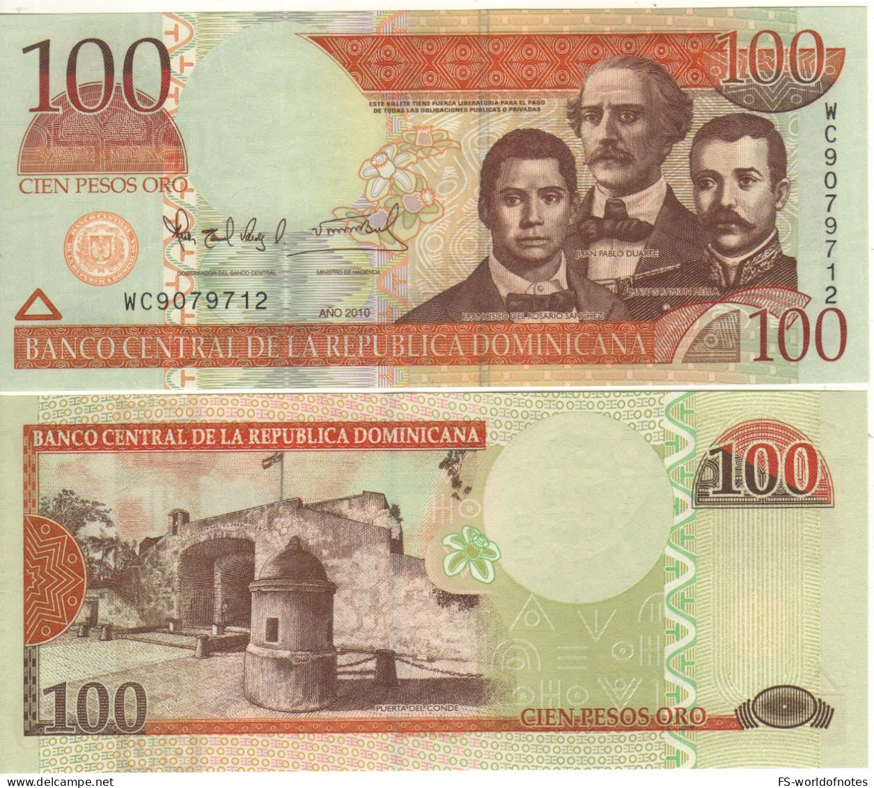 DOMINICAN   Rep.  100  Pesos Dominicanos   P177c    Dated 2010    UNC - Repubblica Dominicana