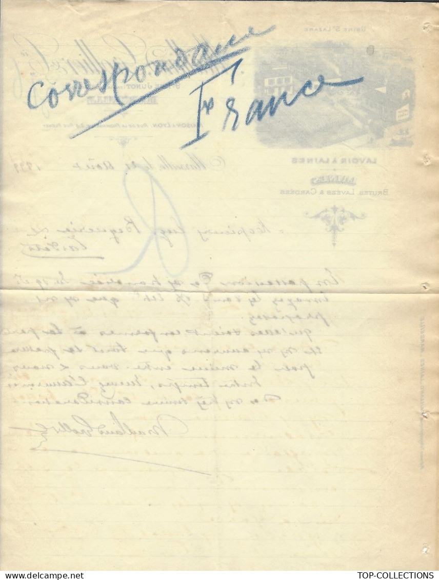 1899 SUPERBE ENTETE  LITHOGRAPHIE INDUSTRIE  TRAVAIL DE LA LAINE à Marseille Pour Tardets Sorholus Pyr. Atl. V.SCANS - 1800 – 1899