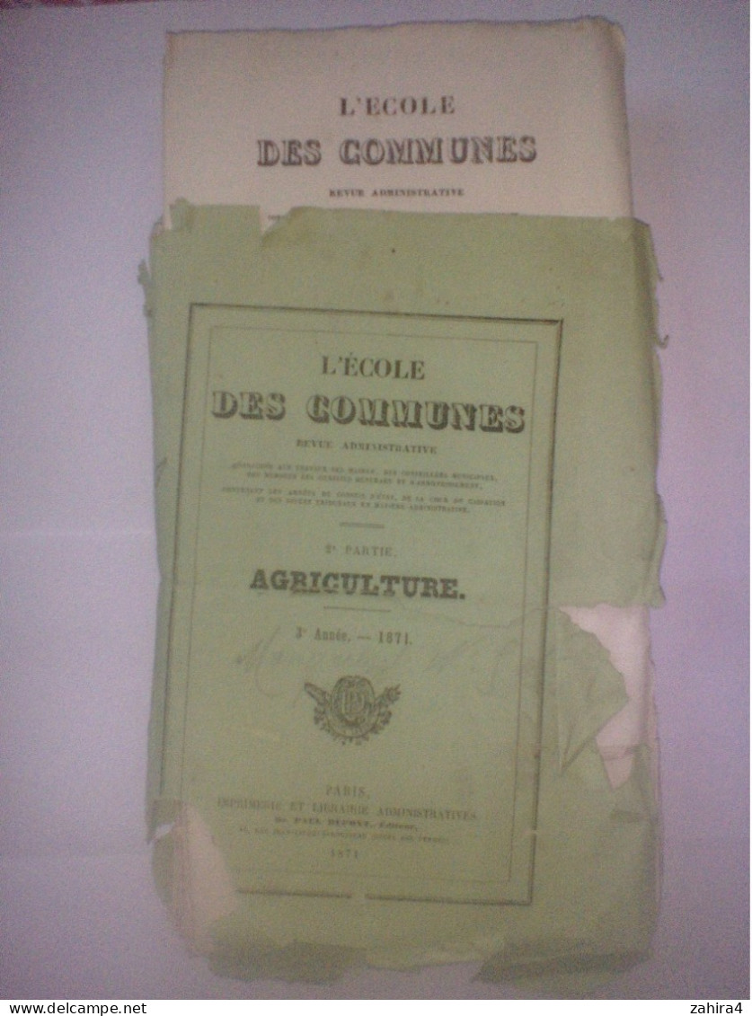 L'école Des Communes - 2e Partie - Agriculture - 3e An 1871 - édit. Paul Dupont - 8 Livrets + Table - Derecho