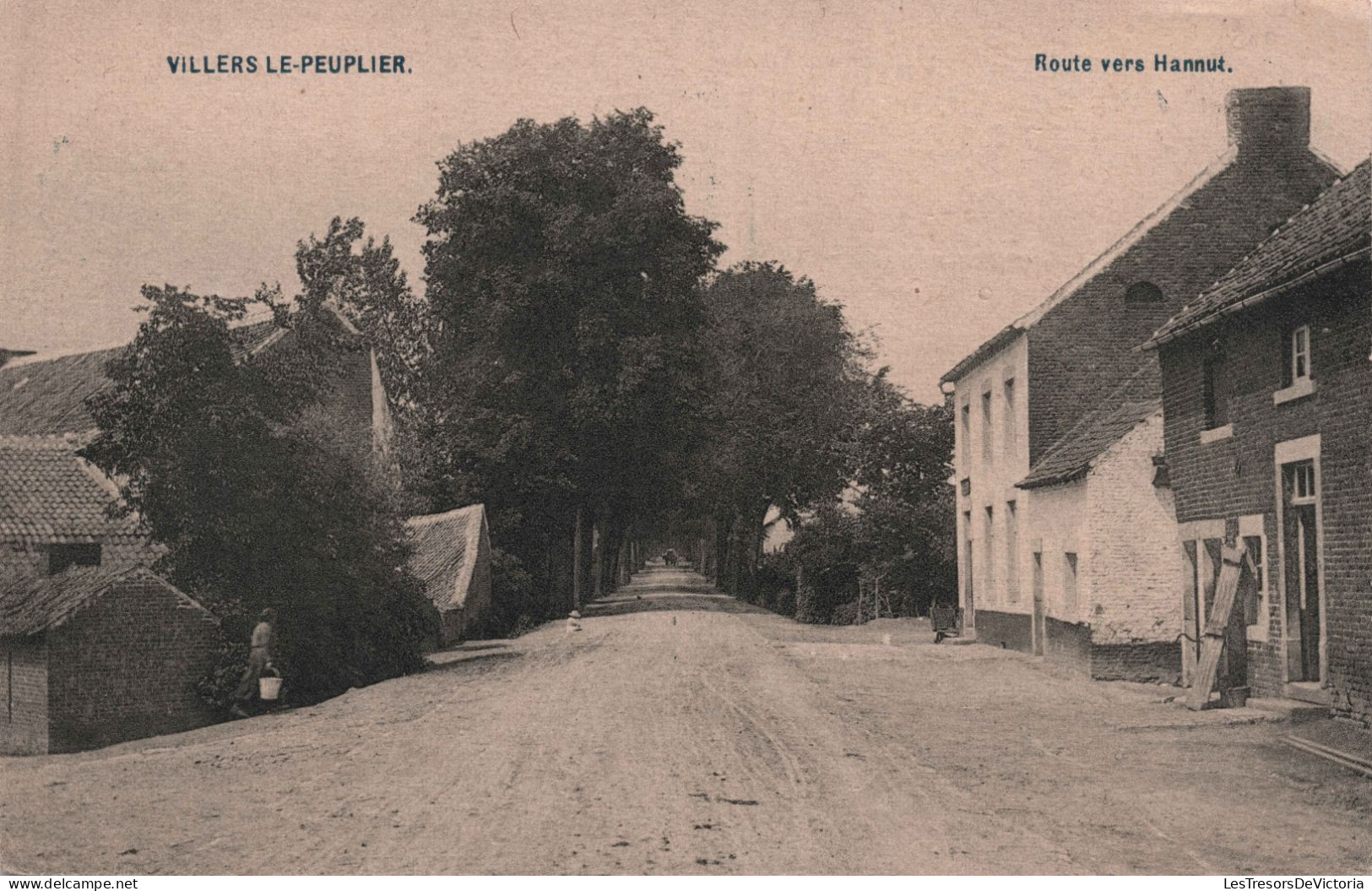 Belgique - Villers Le Peuplier - Route Vers Hannut - Pub Chocolat Blumer Anvers - Carte Postale Ancienne - Hannuit