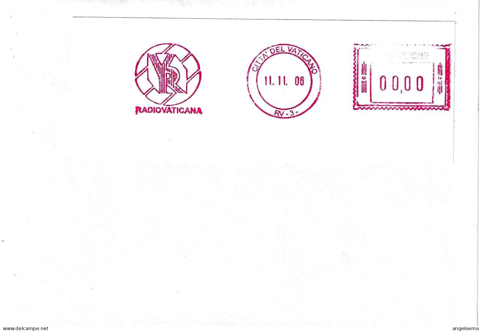 VATICANO - 2006 RADIOVATICANA - RV3 - Ema Affrancatura Meccanica Rossa Red Meter Su Busta Non Viaggiata - 1859 - Franking Machines (EMA)