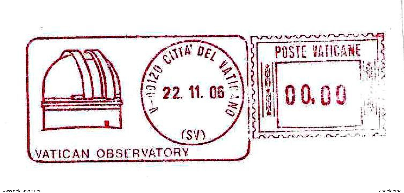 VATICANO - 2006 Osservatorio Vaticano - Ema Affrancatura Meccanica Rossa Red Meter Su Busta Non Viaggiata - 1883 - Franking Machines (EMA)