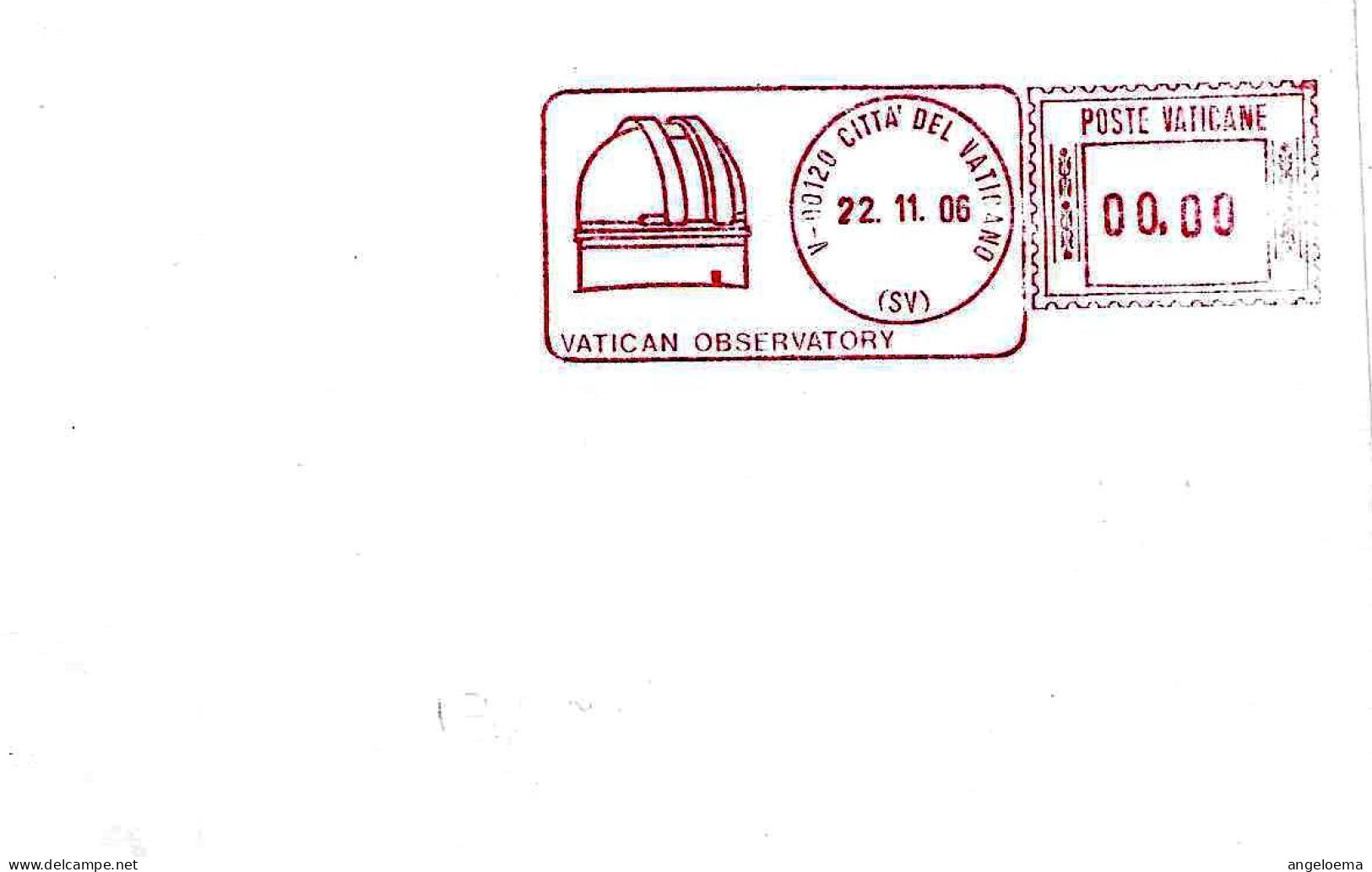 VATICANO - 2006 Osservatorio Vaticano - Ema Affrancatura Meccanica Rossa Red Meter Su Busta Non Viaggiata - 1883 - Machines à Affranchir (EMA)