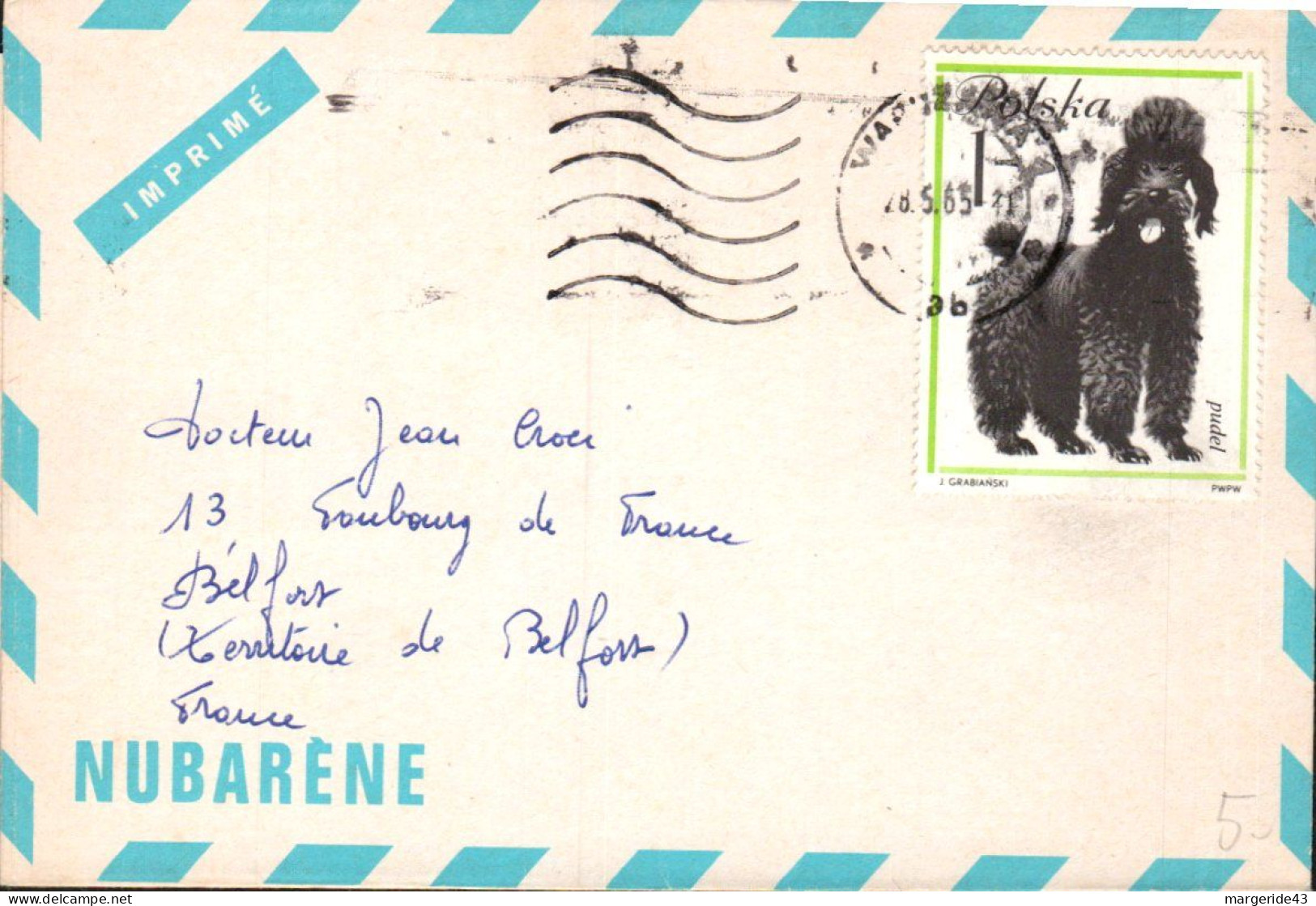 POLOGNE SEUL SUR CARTE POUR LA FRANCE 1965 - Covers & Documents