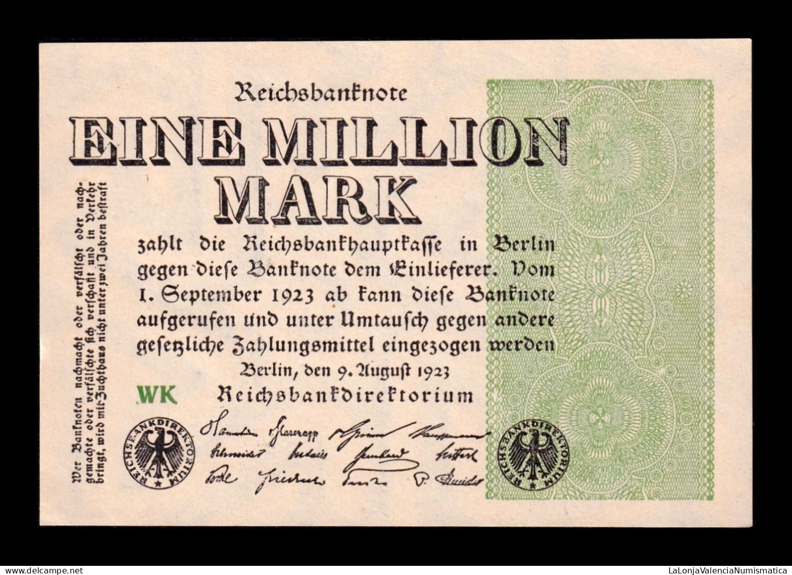 Alemania Germany 1000000 Mark 1923 Pick 102a Sc- AUnc - 1 Mio. Mark