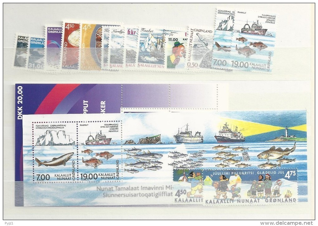 2002 MNH Greenland, Year Complete According To Michel, Except Self Adhesive, Postfris - Années Complètes