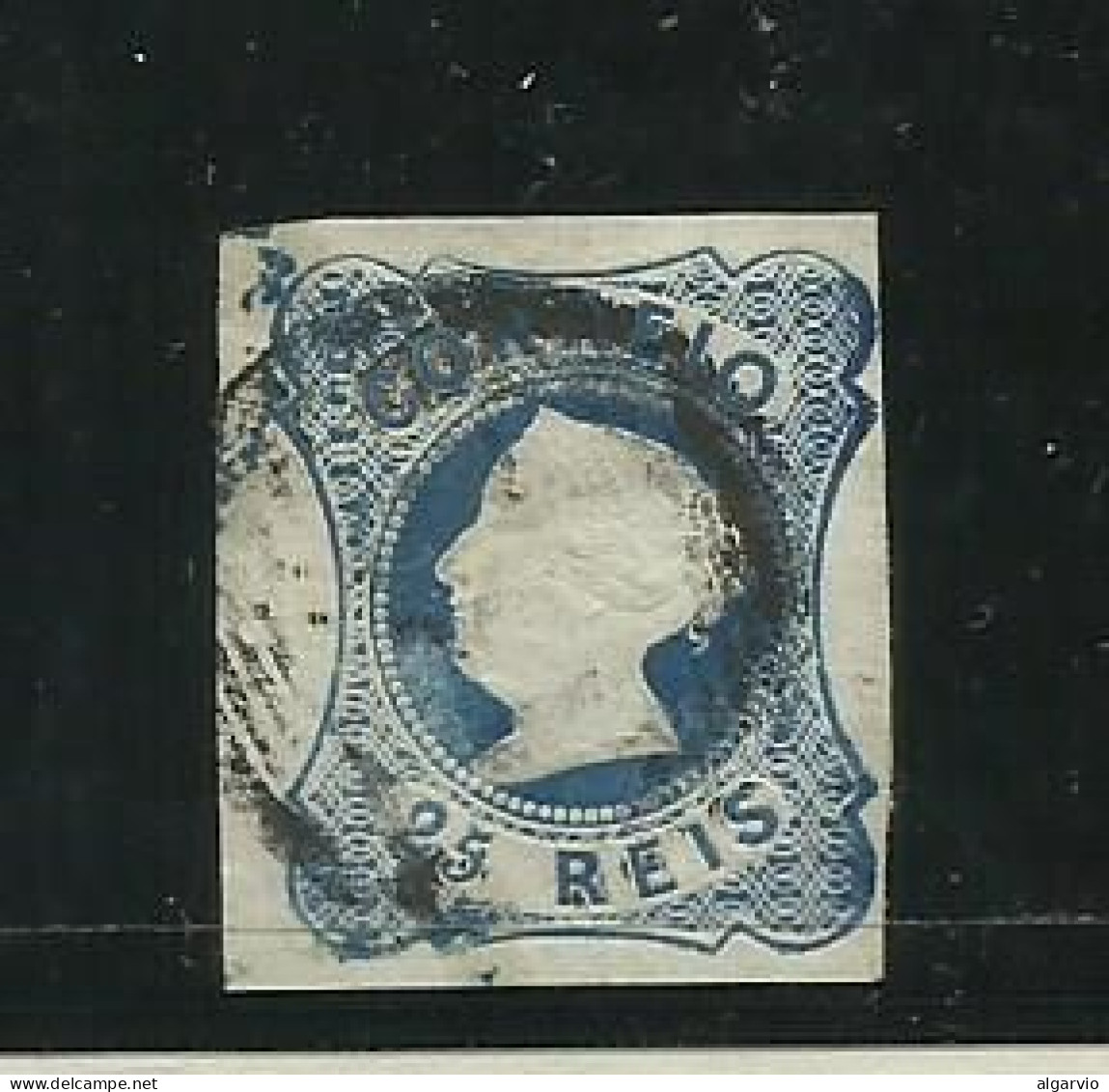 Portugal 1853,# 2, D. Maria, 25rs Azul,usado,margens Normais,bonito. Lt 630 - Usado