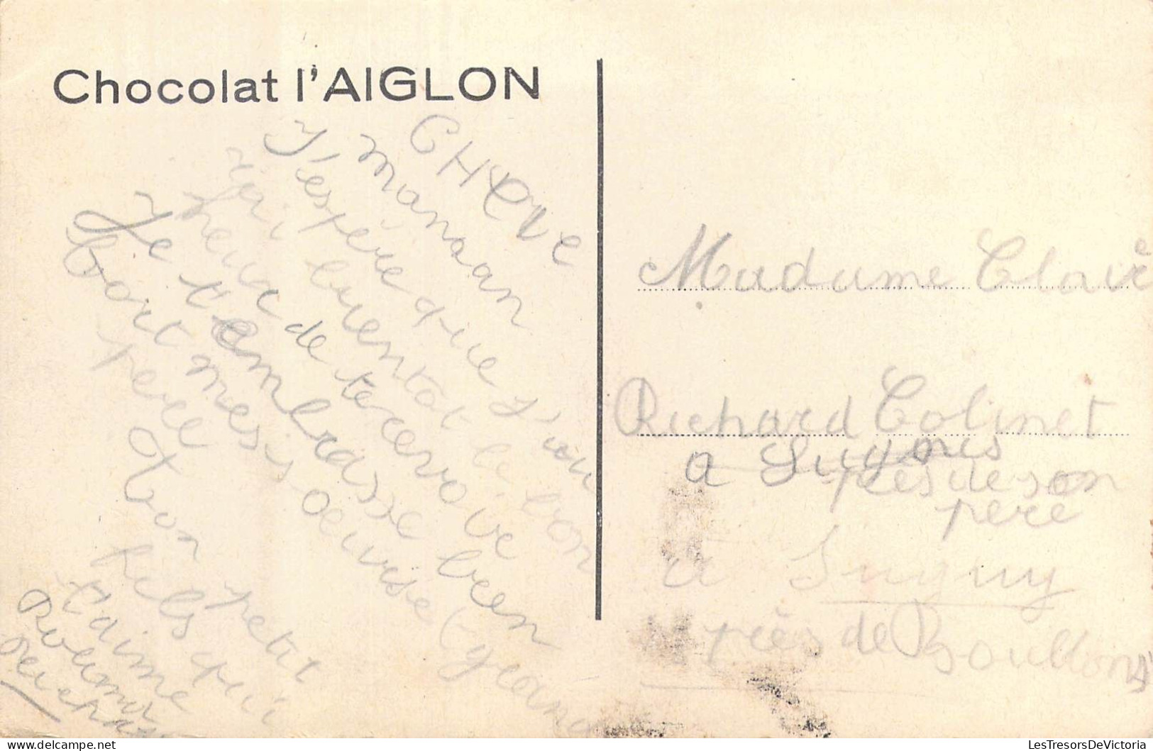 PUBLICITES - Chocolat L'Aiglon - Hommes - Femmes - Chevaux - Carte Postale Ancienne - Advertising