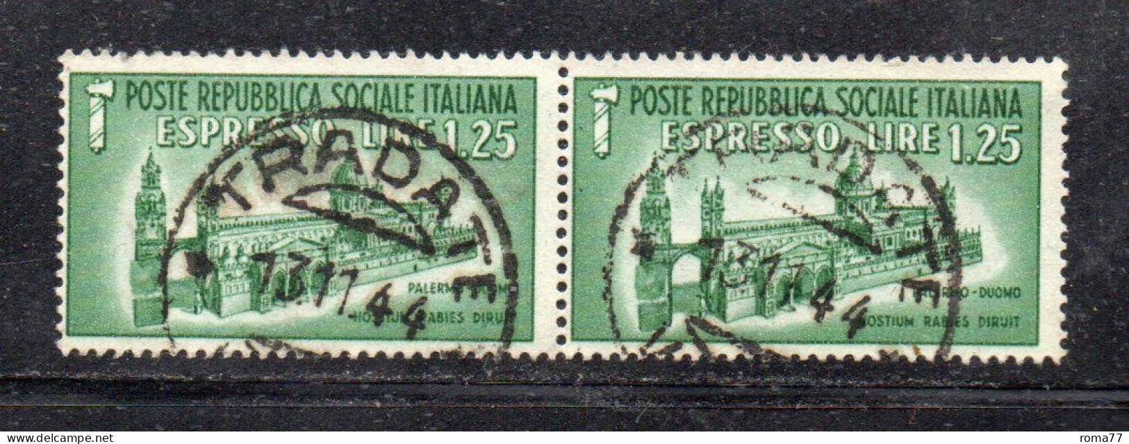 MONK498 - R.S.I. 1944 , Espresso Sassone N. 23 Usato : Coppia . Duomo - Eilsendung (Eilpost)