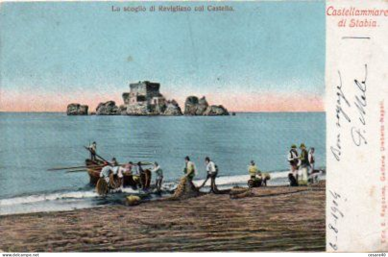 ITALIA - CASTELLAMMARE DI STABIA - Scoglio Di Revigliano, Animata, Viag.1904 - Fran 2023-2-38,39 - Castellammare Di Stabia