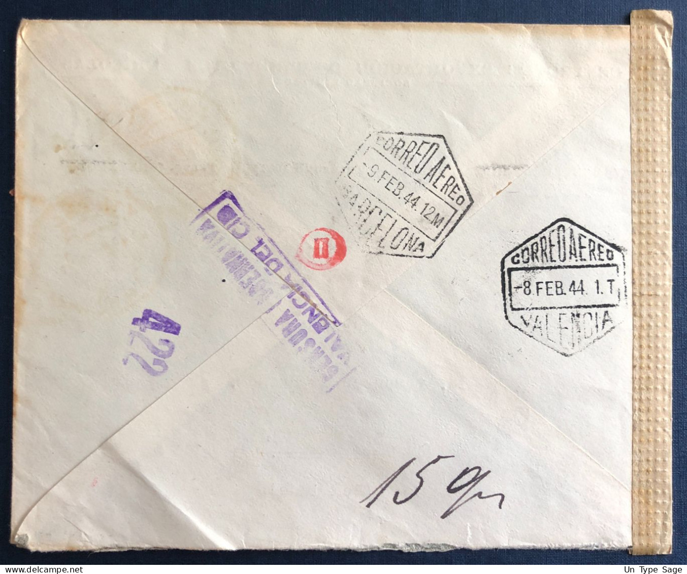 Espagne, Divers Sur Enveloppe De Valencia 8.2.1944 Pour La Belgique + Censure Valencia - (B3291) - Briefe U. Dokumente