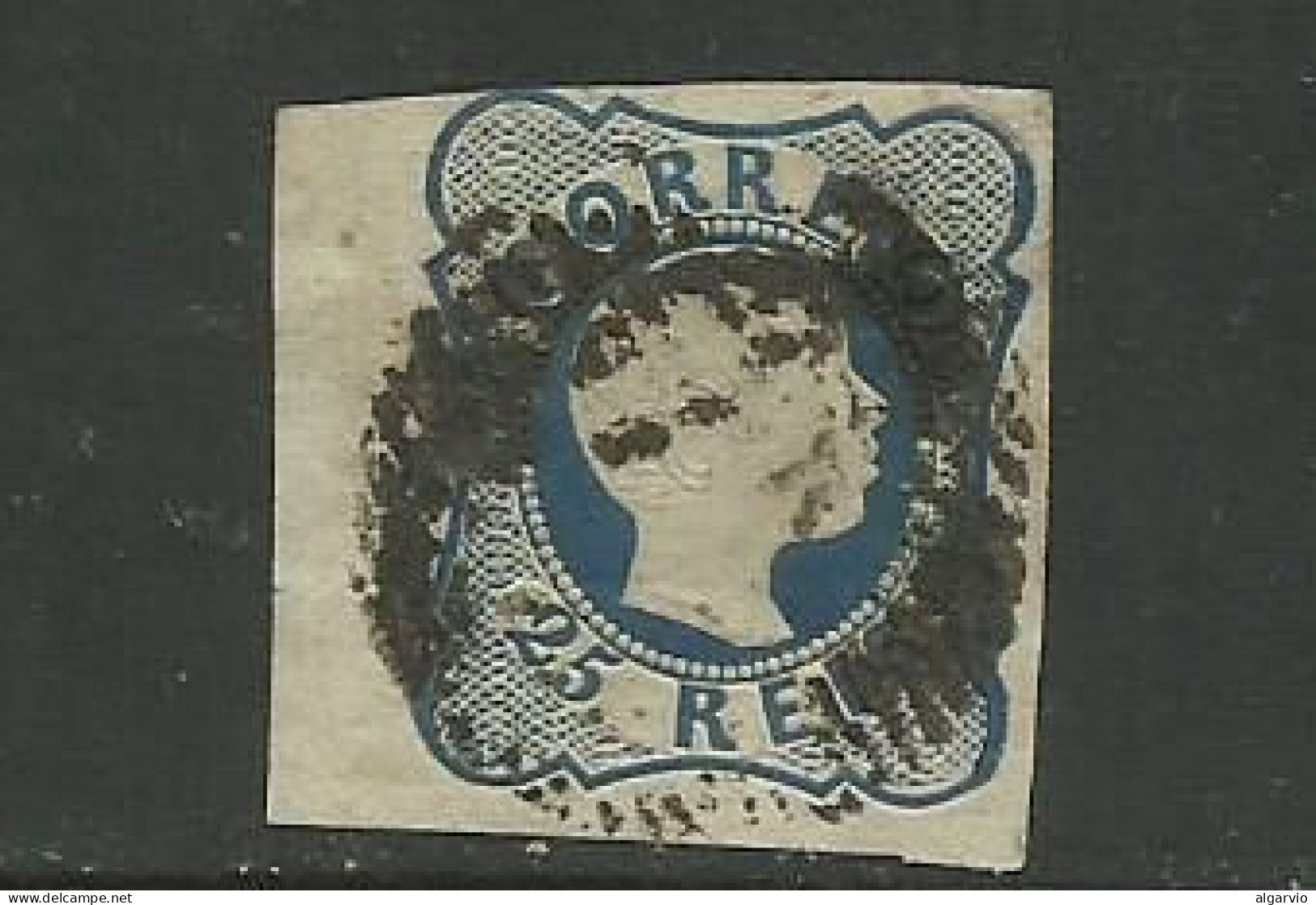 Portugal 1856/8 D.Pedro, Anelados.# 11,25rs Azul Usado, Belas Margens Lt 637 - Oblitérés