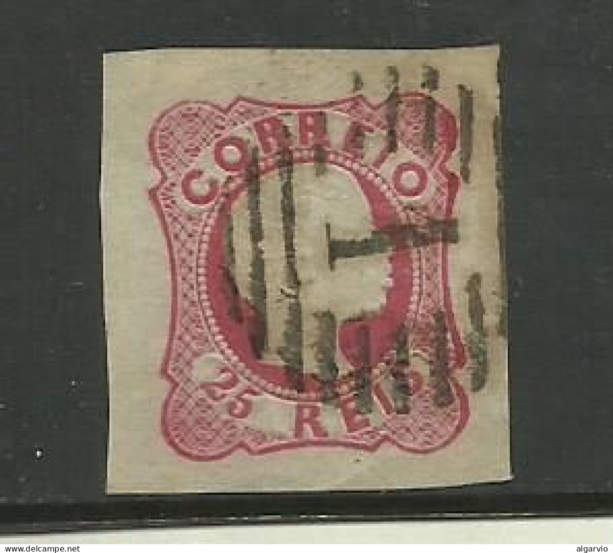 Portugal 1856/8 D.Pedro, Anelados ,# 13.# 25rs  Rosa Usado, Margens, Grandes Bonito Lt 642 - Usado