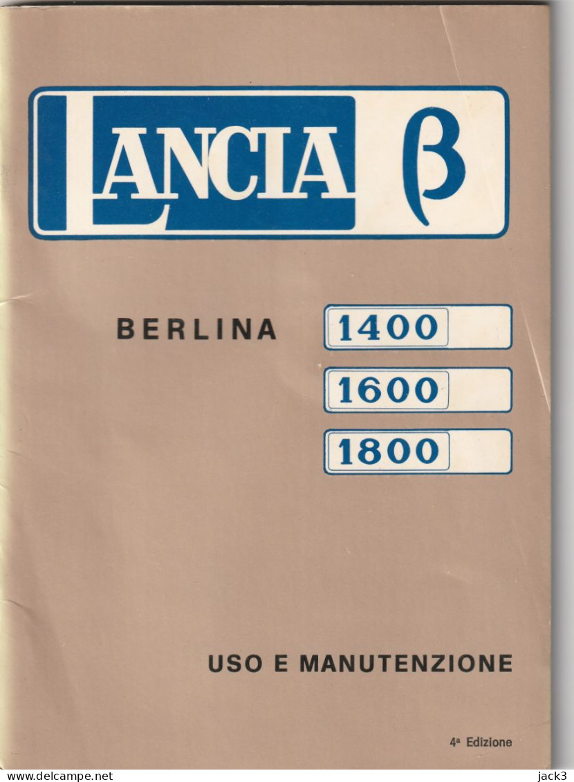 LANCIA BETA BERLINA 1400-1600-1800. LIBRETTO USO E MANUTENZIONE.ANNI '70 - Voitures