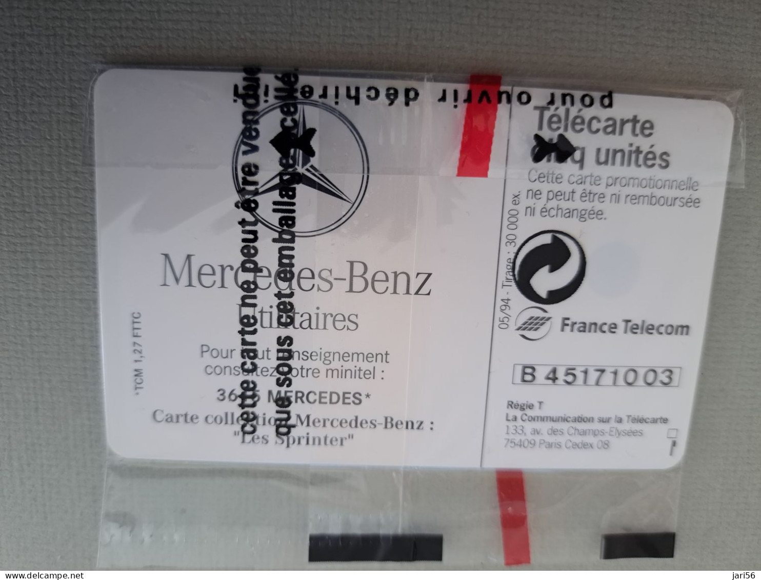 FRANCE/FRANKRIJK   CHIPCARD / PRIVE/ TELECARTE CINQ/ MERCEDES  /CAR/   MINT IN WRAPPER     WITH CHIP     ** 13635** - Nachladekarten (Handy/SIM)