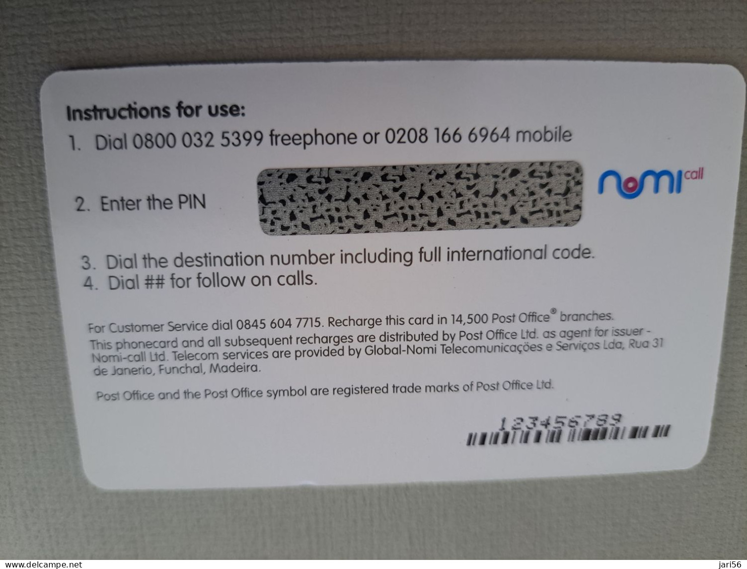 GREAT BRITAIN  / POST OFFICE/ TOWER BRIDGE / RECHARGEABLE PHONECARD / NOMI CALL / PREPAID CARD / MINT      **13647** - Collections