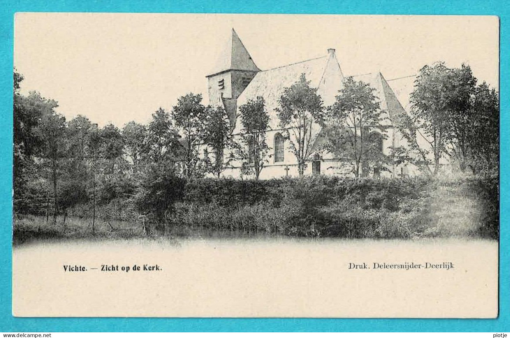 * Vichte (Anzegem - Kortrijk) * (Druk Deleersnijder Deerlijk) Zicht Op De Kerk, Vue De L'église, Old, Rare, Unique - Anzegem