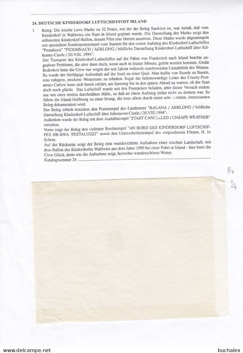 24. Deutsche Kinderdorf-Luftschiffpost Irland Mit Pilotenunterschrift - Poste Aérienne