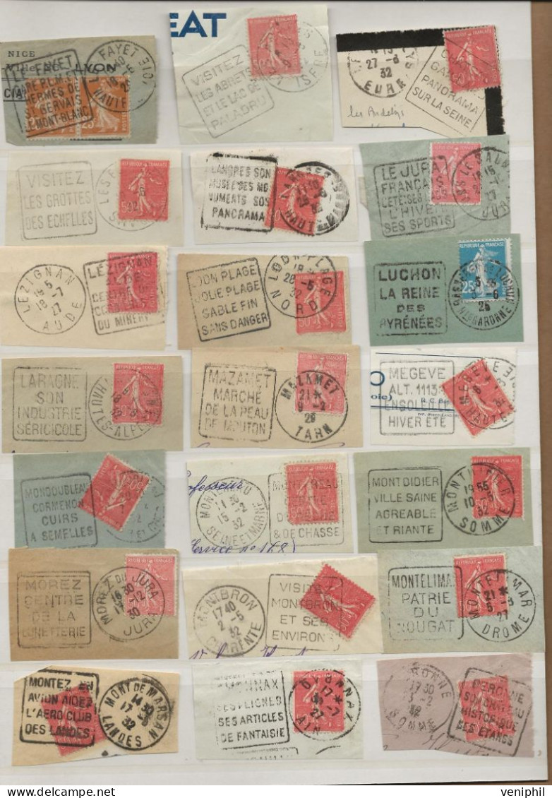 LOT DE 21 FRAGMENTS  OBLITERATIONS DAGUIN  DIVERSES - ANNEE 1927 A 1932 - Mechanical Postmarks (Other)
