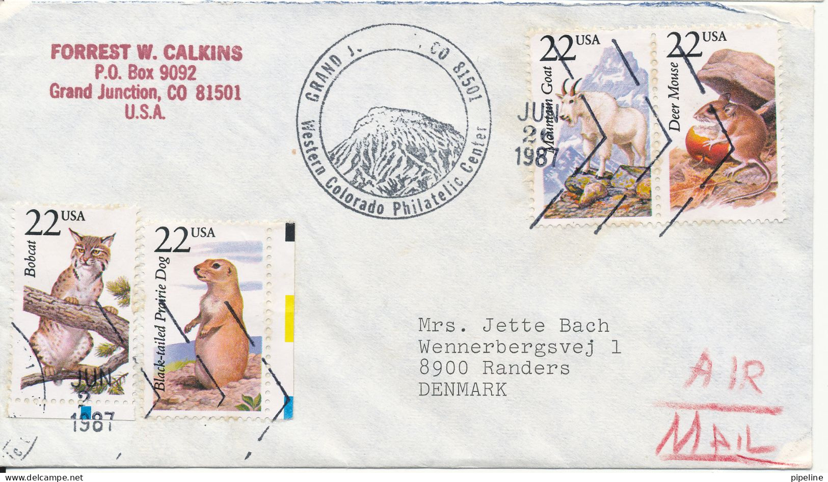 USA Cover Sent Air Mail To Denmark 26-6-1987 Topic Stamps - 1981-1990