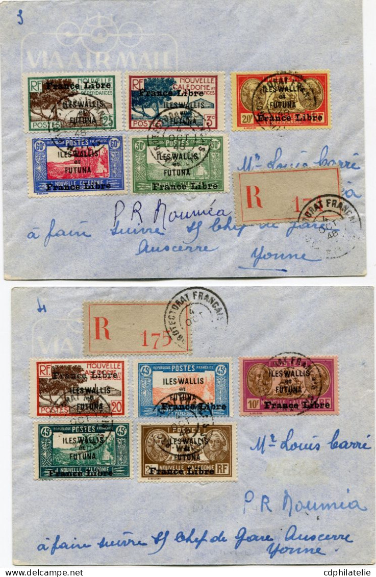 WALLIS ET FUTUNA LETTRES RECOMMANDEES AFFRANCHIES AVEC LES N°92 / 124 FRANCE LIBRE DEPART WALLIS 4 OCT 48 POUR... - Briefe U. Dokumente