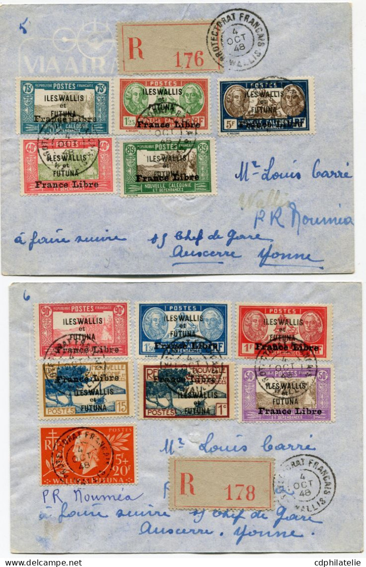 WALLIS ET FUTUNA LETTRES RECOMMANDEES AFFRANCHIES AVEC LES N°92 / 124 FRANCE LIBRE DEPART WALLIS 4 OCT 48 POUR... - Lettres & Documents