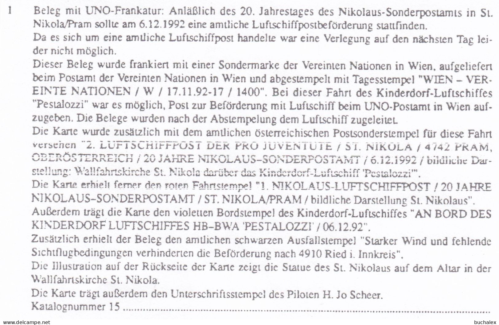 15. Kinderdorf-Luftschiffpost 2. Pro Juventute Mit Pilotenunterschrift - Sonstige & Ohne Zuordnung