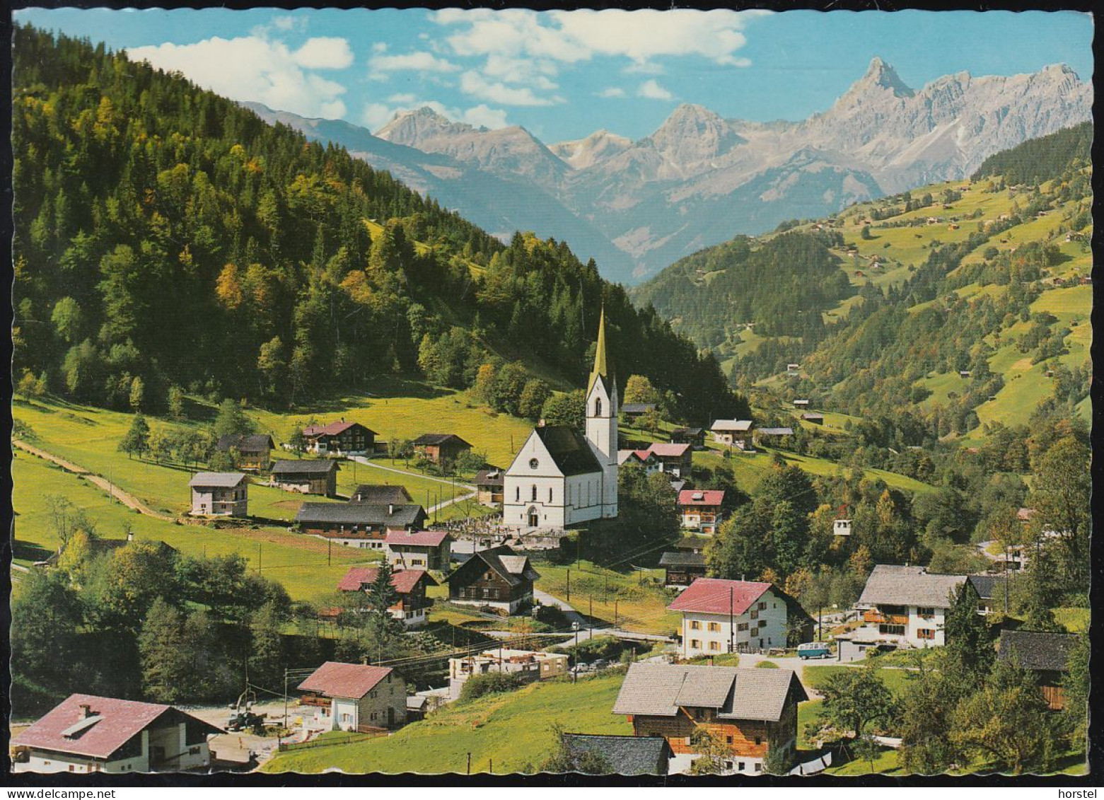 Austria - 6782 Silbertal I. Montafon - Schöne Ortsansicht Mit Kirche - Cars - VW Bus - Schruns