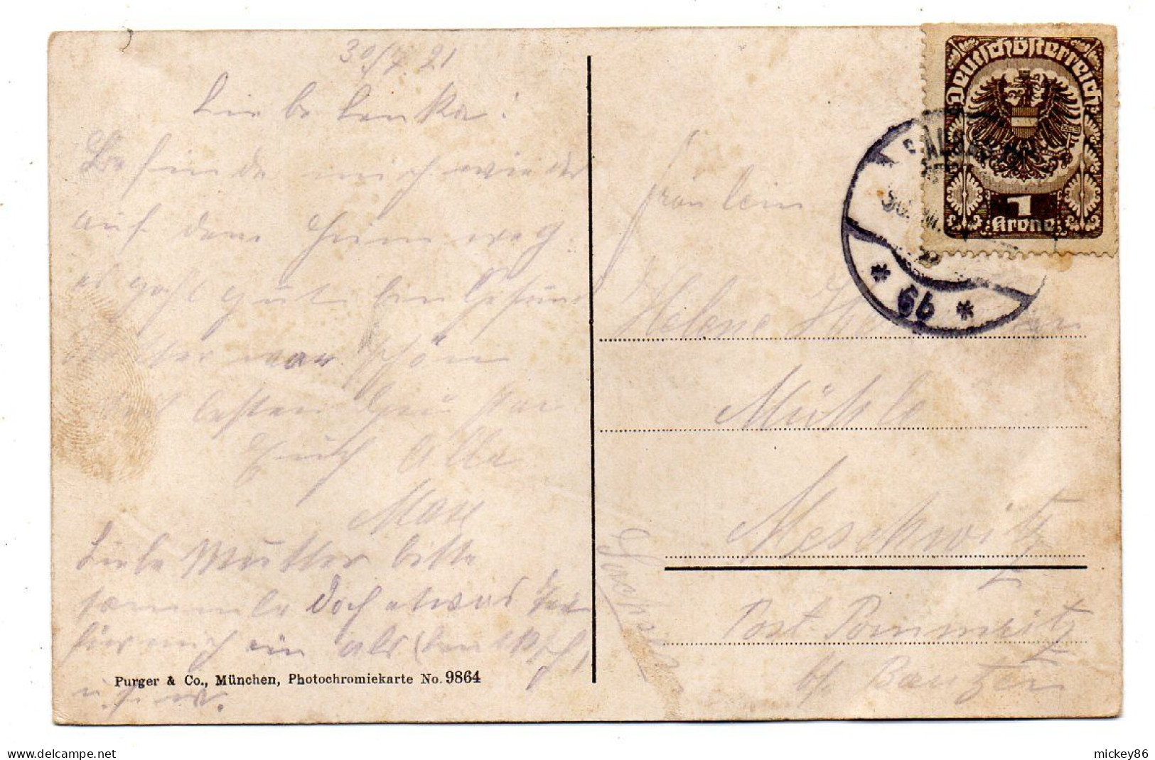 Autriche-- HOFGASTEIN--1921--..Vue Générale......colorisée......timbre.....cachet - Bad Hofgastein