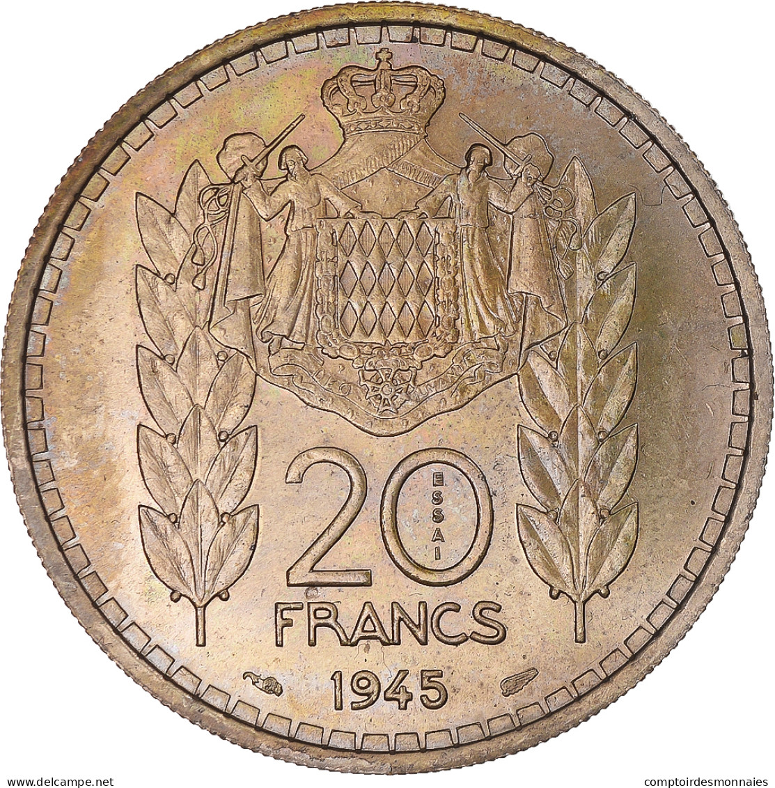 Monnaie, Monaco, Louis II, 20 Francs, 1945, Monnaie De Paris, ESSAI, SPL - 1922-1949 Louis II.