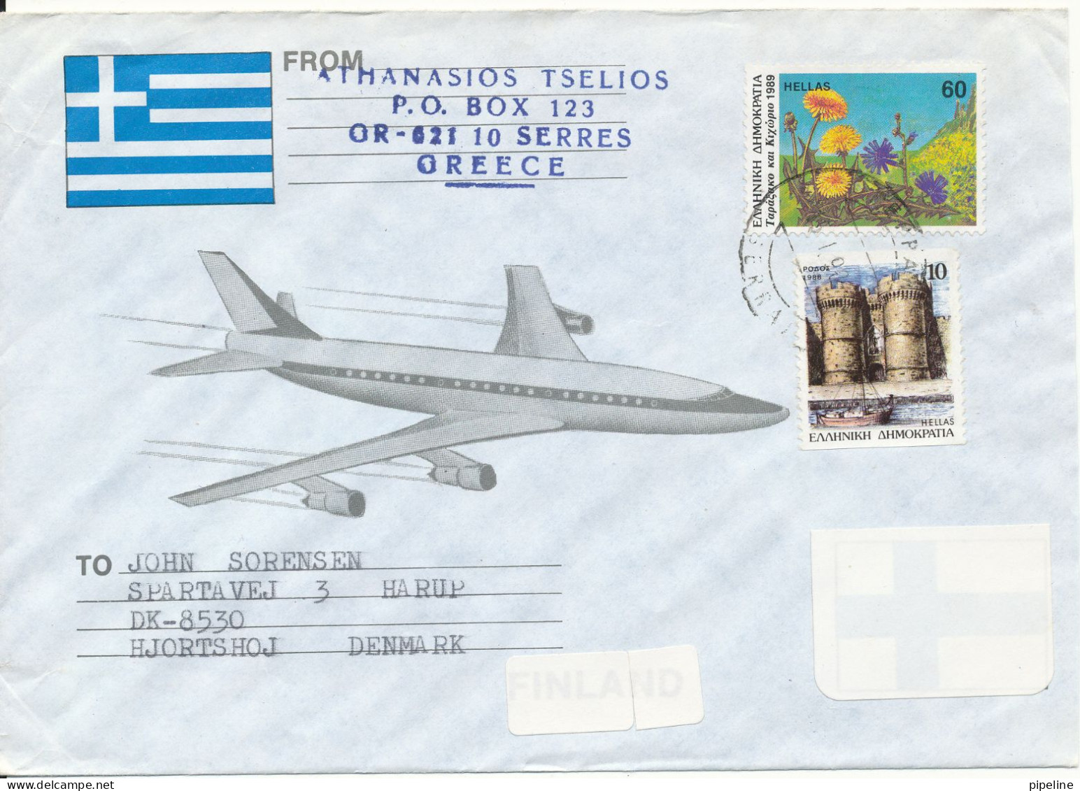 Greece Air Mail Cover Sent To Denmark - Brieven En Documenten