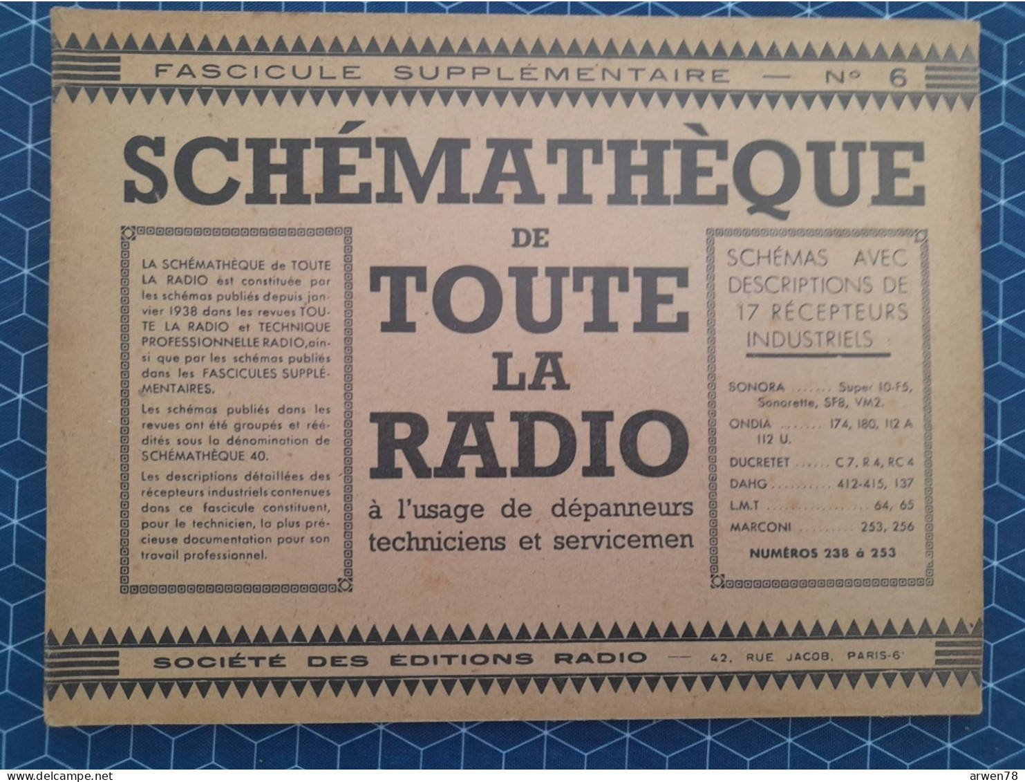 Schémathéque N° 6 De Toute La Radio Dépannage Technique Schéma - Audio-Video