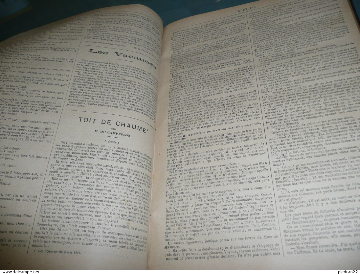 RELIURE DE LA REVUE L'OUVRIER 29è ANNEE 1893 1894 N° 1671 à 1722 BIOGRAPHIES CAUSERIES LITTERATURE SCIENCES Etc. - Sociologie