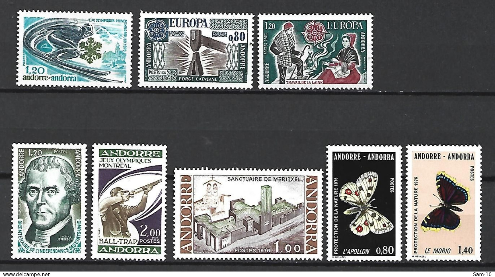 Timbre Andorre Français Neuf ** N 251 / 259   Année 1976 Manque Le N 252 - Années Complètes