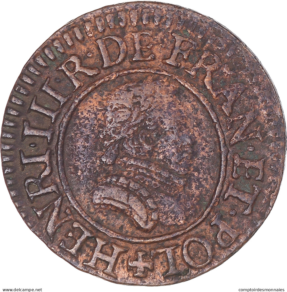 Monnaie, France, Henri III, Denier Tournois, 1585, Paris, TB+, Cuivre - 1574-1589 Henry III