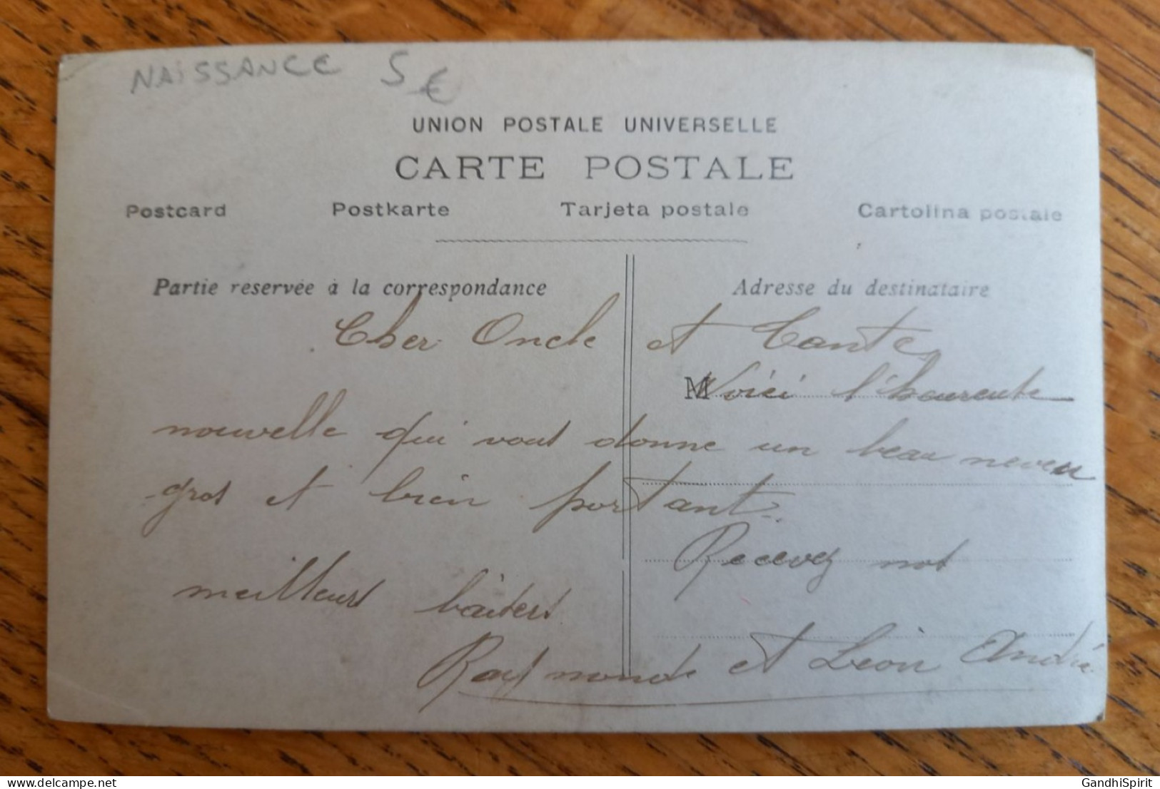 Carte Faire Part De Naissance De André Léon, Raymonde Le 20 Juin 1925 - Bébé - Geburt